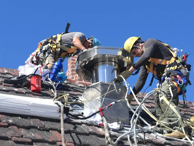 Protective chimney cap installed by Stamford Chimney Sweep in Stamford, CT