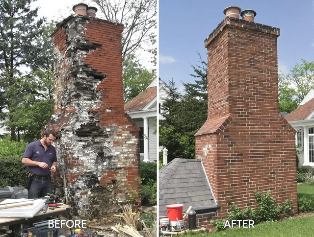 Stamford Chimney Sweep performing a full chimney restoration in Stamford, CT