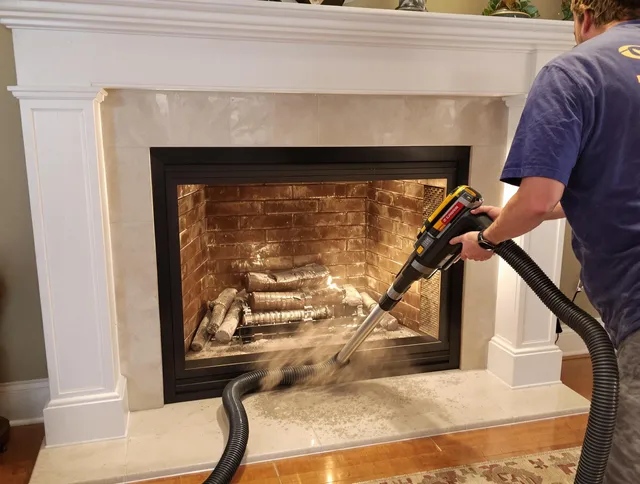 Fireplace cleaning performed by Stamford Chimney Sweep in Stamford, CT