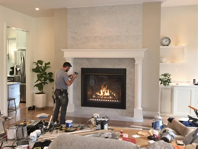 Newly installed fireplace by Stamford Chimney Sweep in Stamford, CT